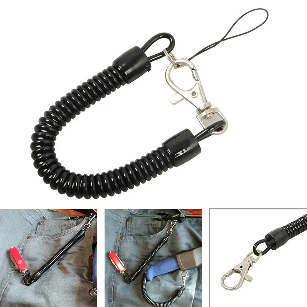 

New Plastic Black Retractable Spring Coil Spiral Stretch Chain Keychain Key Ring For Men Women Key Holder Keyring Gifts