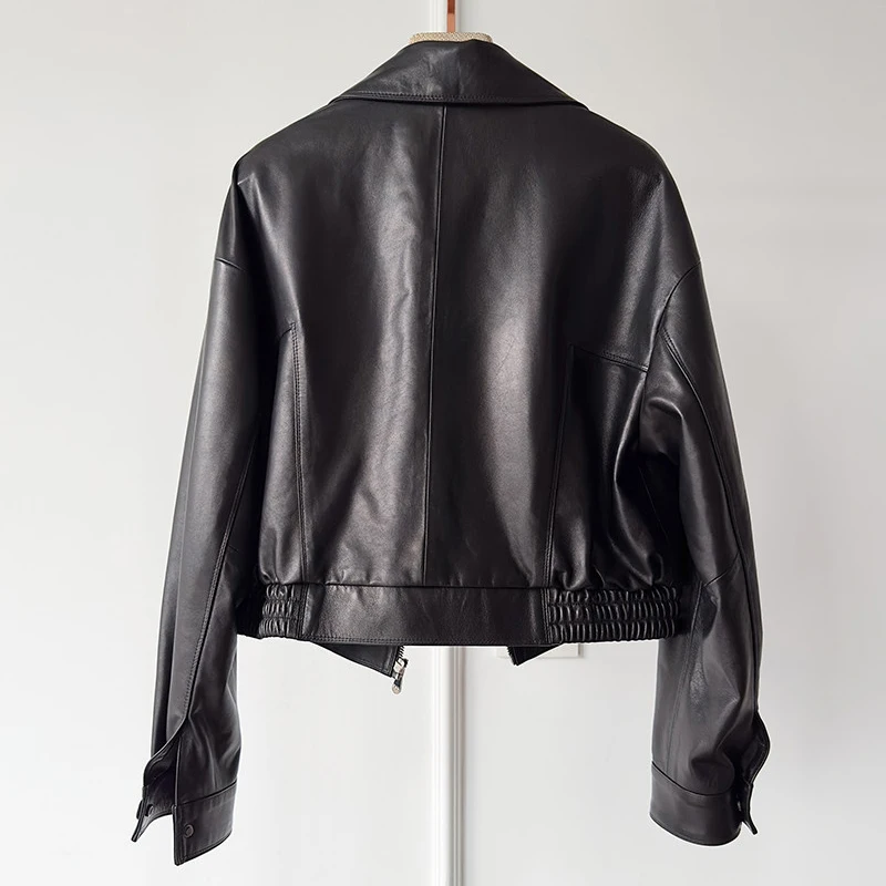 輸入ラムスキン女性のジャケットコート 2026 春の新本革スタイリッシュなスリムフィット女性ショートジッパーシープスキンジャケットトップス