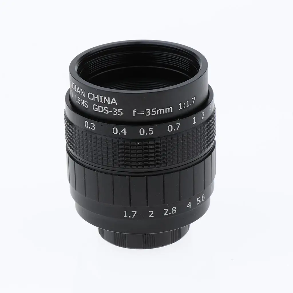 35mm F1.7 Manual Focus C Mount TV Lens Fixed CCTV Lens for Mirrorless Cameras and Video Production
