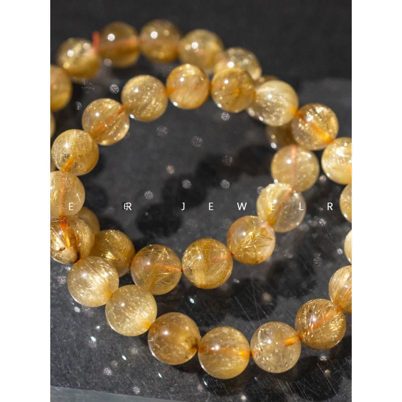 Natural Rutilated Quartz Women's Gold Rutile Hair YellowStone Bracelet Men's