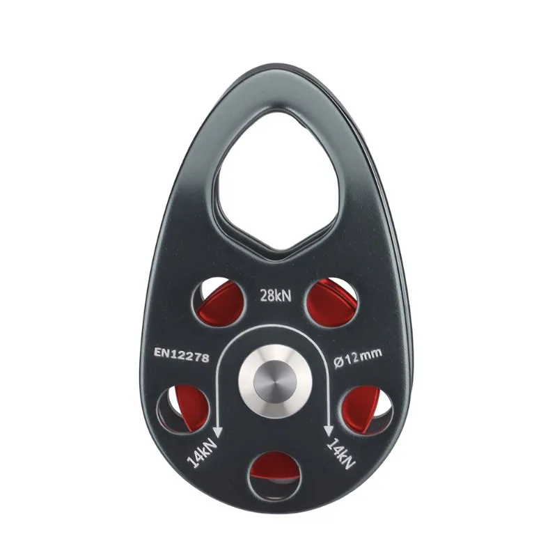28KN Aluminum Alloy Zipline Single Pulley Small Side Plate Climbing Pulley Labor-saving Lifting Ascender Gear