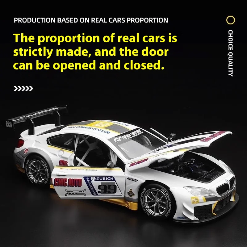 1:24 BMW M6 GT3 Metal Car Model with Sound Light