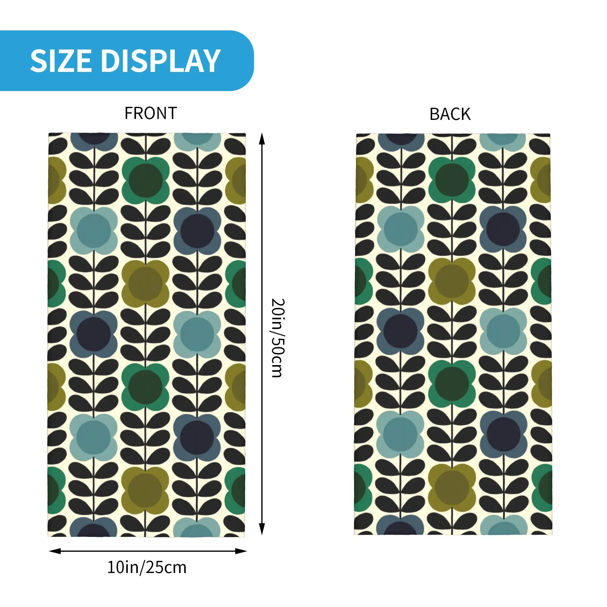 Orla Kiely Scandinavian Flowers Bandana Neck Warmer Women Men Winter Ski Tube Scarf Gaiter  Face Cover