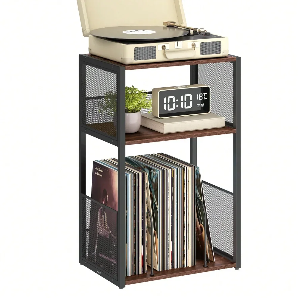 

Record Player Stand, 3Tier Side Table, Vinyl Record Storage To 100 Albums, End Table For Living Room, Bedroom