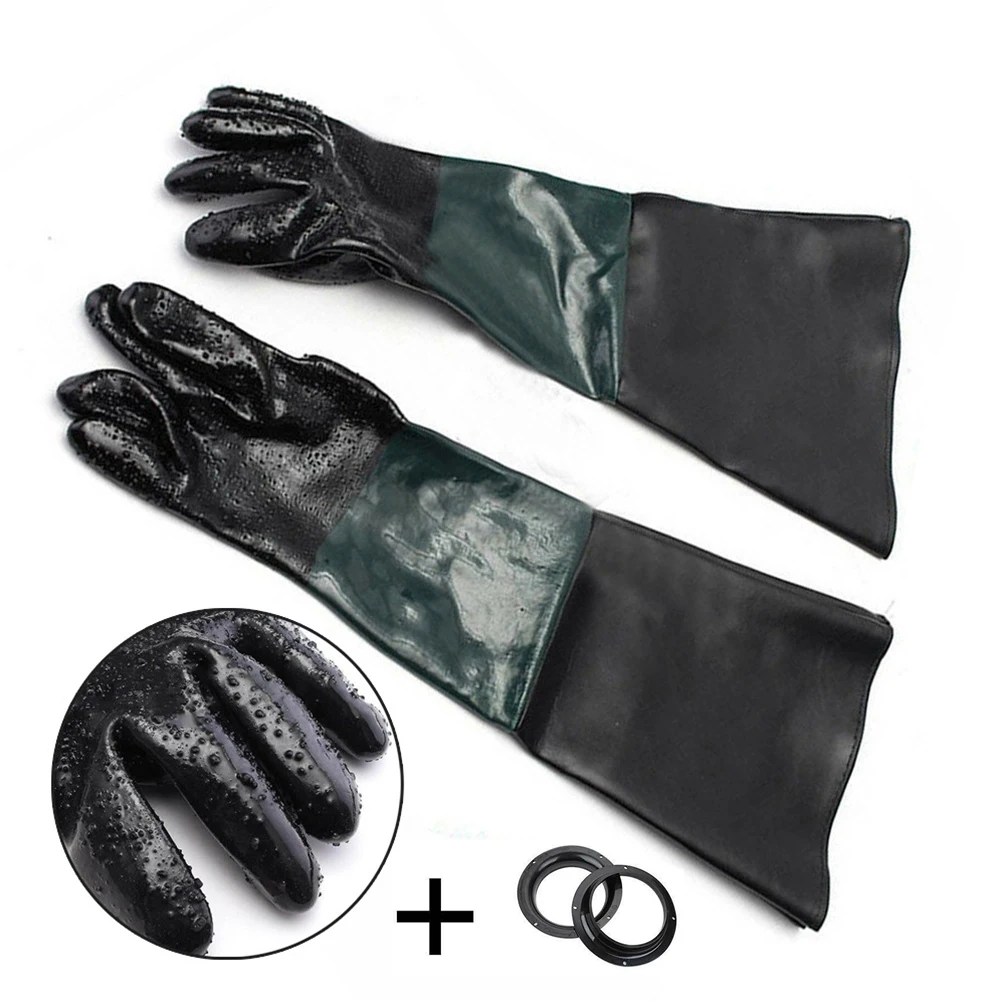 1pair Sandblasting Gloves 23.6x9.8Inch Soft Cotton Lined Work Gloves For Sandblaster Sand Blast Cabinet Heavy-duty Sandblasting