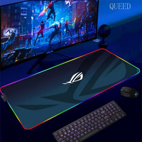 Bilashmart Cartoon Asus Deskmat Mouse Pad Gaming LED Mouse Mat 900x400 Mousemats Table Pads PC Office Desk Mat RGB Keyboard Mats XXL
