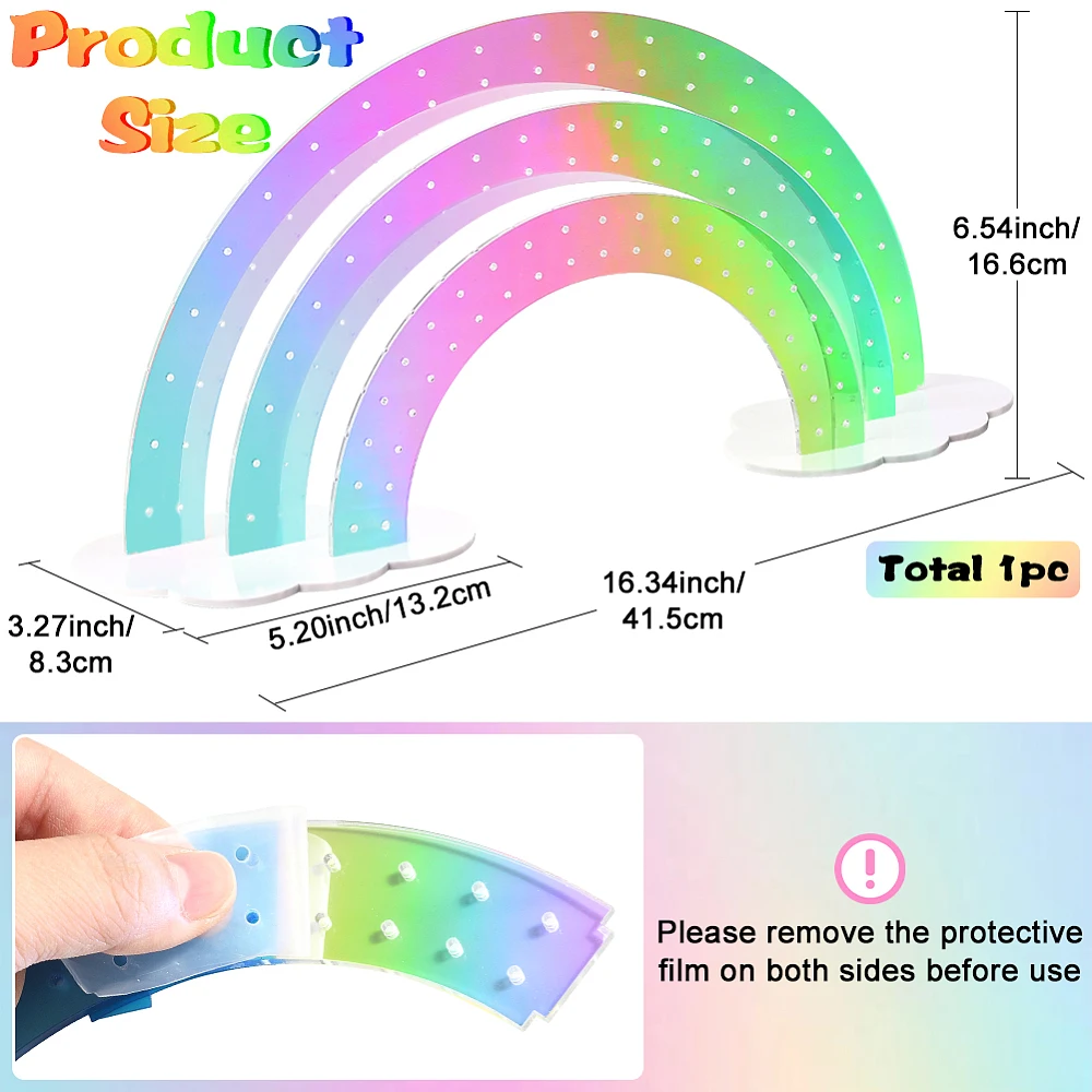 Colorful Earring Stand Rainbow Jewelry Holder Colorful Multicolored Acrylic Cute 3 Tiers Layered Front Row Jewelry Organizer