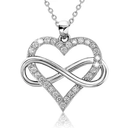 Huitan Silver Color Love Heart Necklace for Women Full with Sparkling CZ Engagement Wedding Bridal Necklaces New Fashion Jewelry