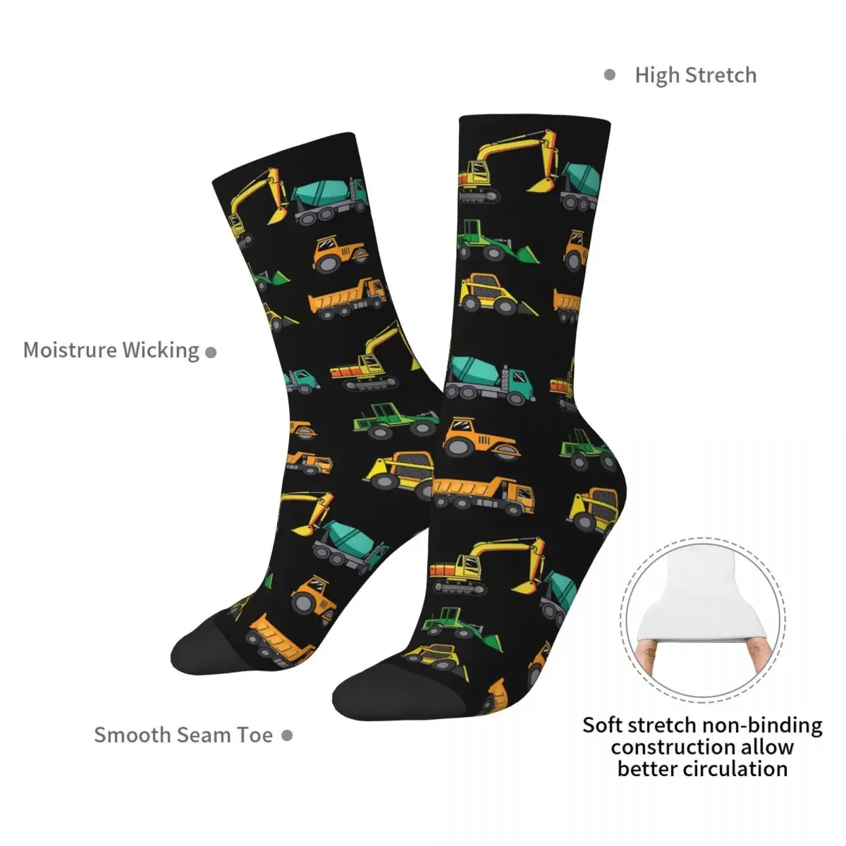 Construction Site Trucks Machine Car Toys Socks Harajuku High Quality Stockings All Season Long Socks Unisex Birthday Present