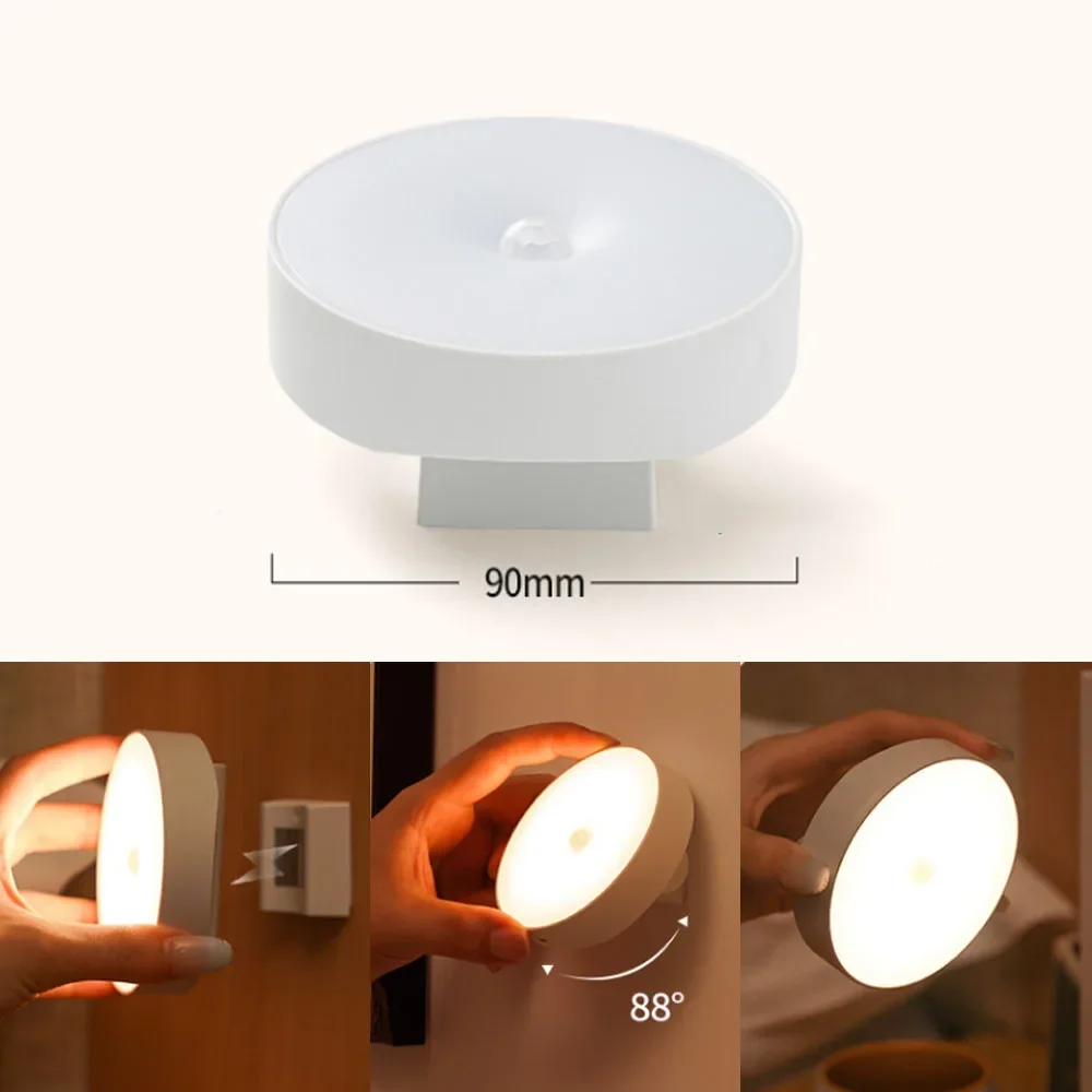 Night Lamp With Motion Sensor Night Light Rechargeable USB Led Rotatable Magnet For Bedroom Bedside Table Cabinet Decor
