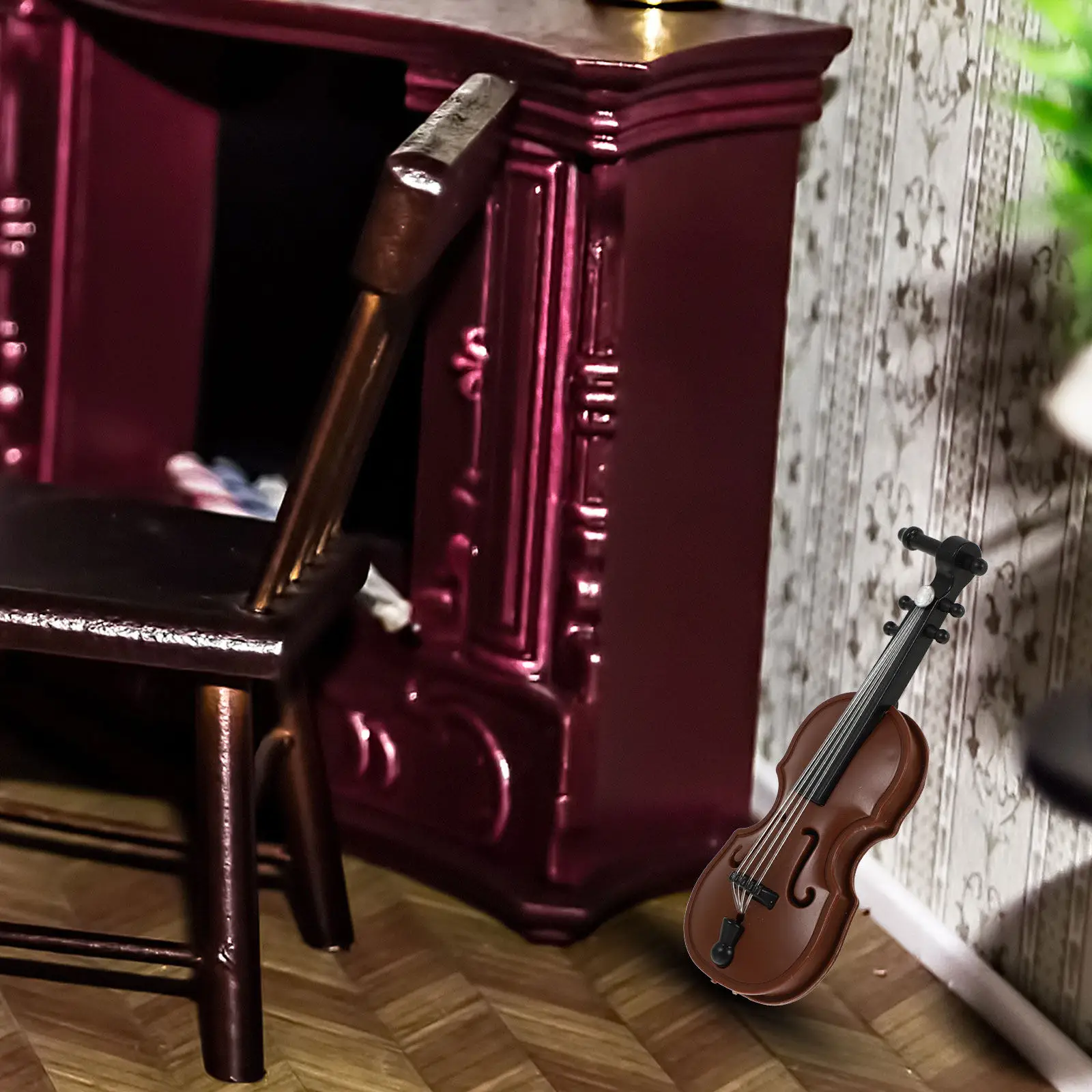 

6Pcs Mini Landscape Adornment Plastic Violin Decoration for Micro House Interiors and Photo Prop Setups Mini Violin