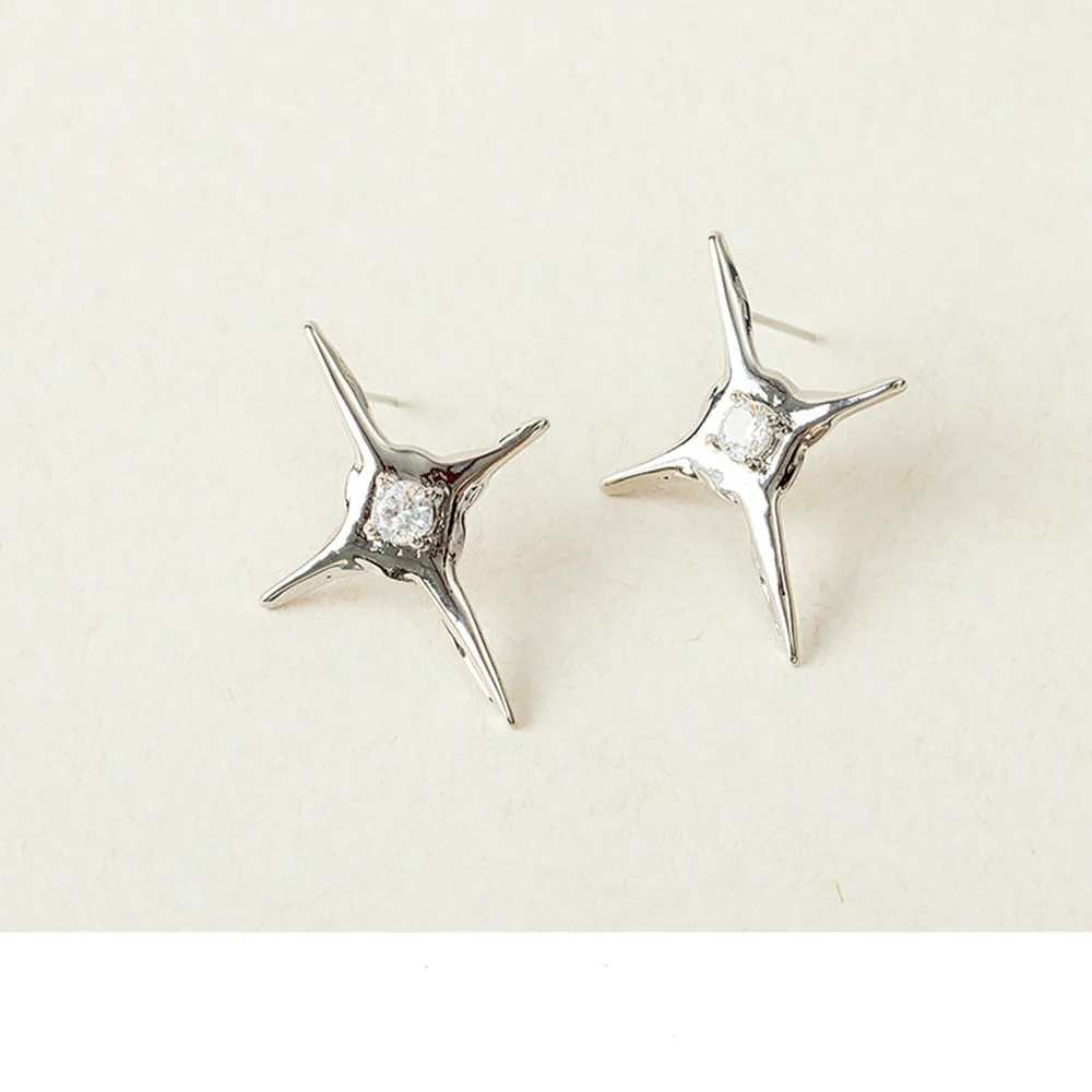 2022 Trend Personality Cross Earrings 925 Silver Needle Temperament Simple Fashion ins Blogger Recommends Hip-hop Punk Earrings