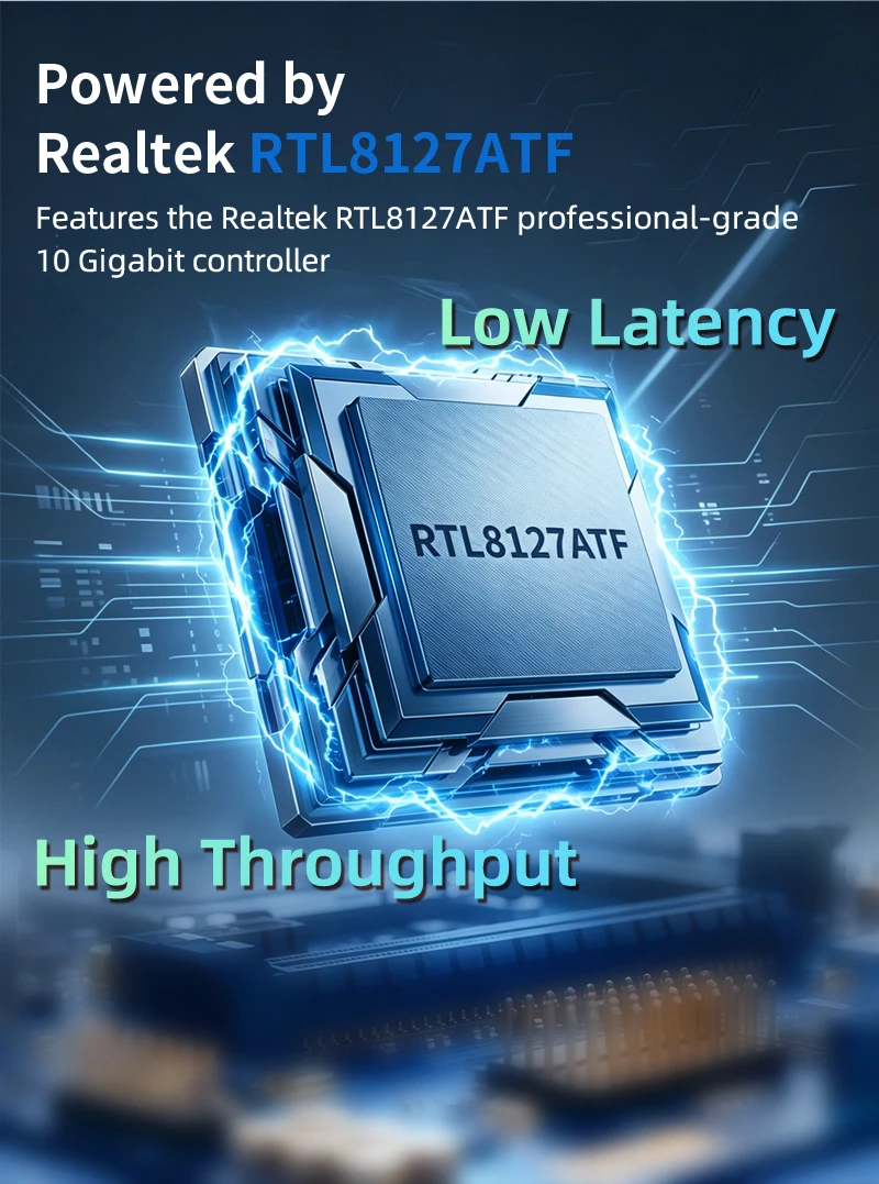 Lekuo 10G SFP+ Glasfaser-Netzwerkkarte PCIe 4.0 X1 - Geringe Latenz Hoher Durchsatz Enterprise-Qualität für NAS/Server mit RTL8127ATF Chip – Detail 2