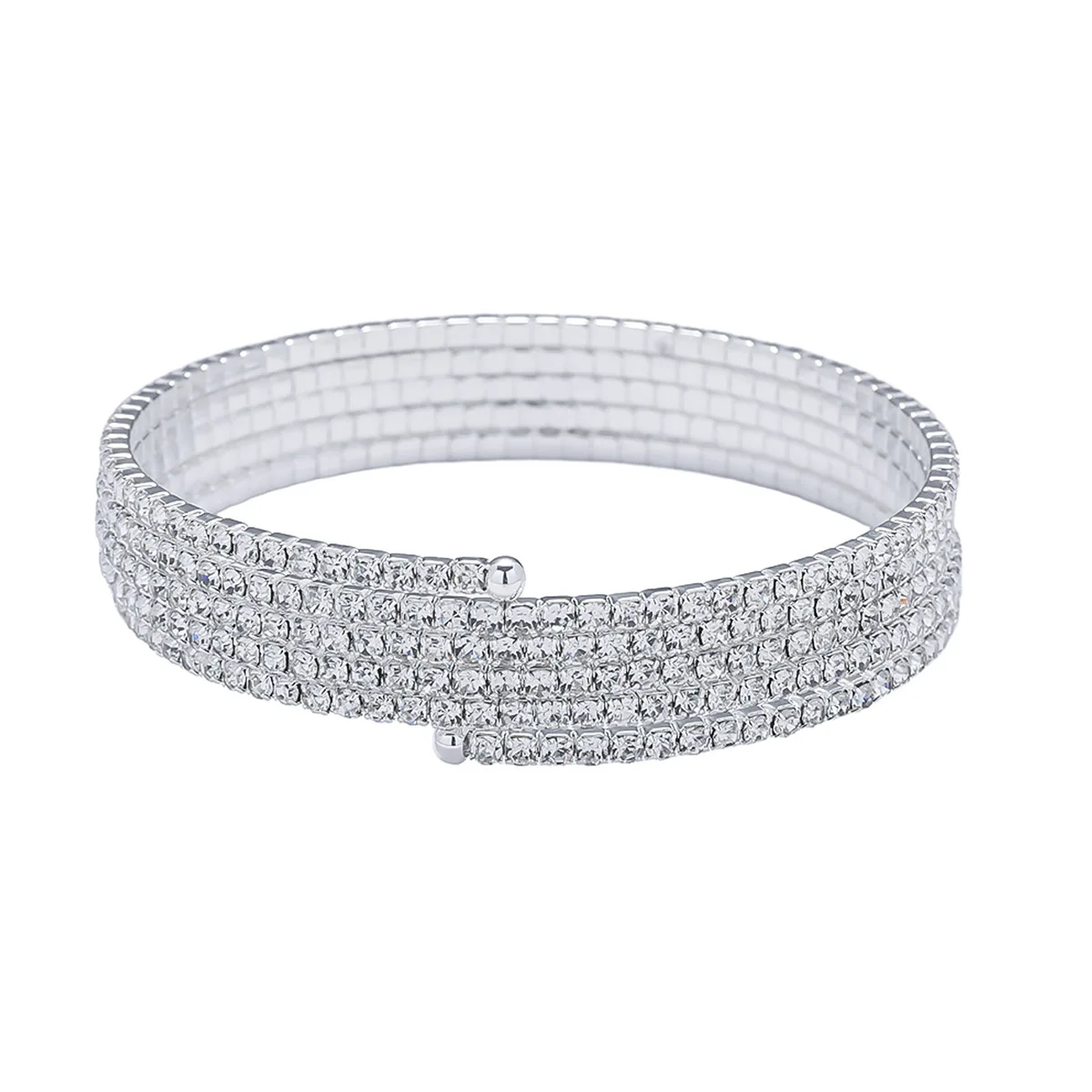 Light Luxury Rhinestone Claw Chain Wrapped Open Bangle Full Diamond Women Delicate Simple Bracelet Party Jewelry Gift