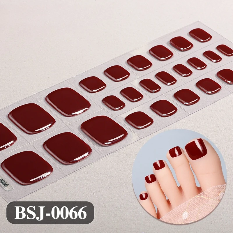 Autocollant pour ongles en Gel pour orteils, couleur Pure, couleur nue, rouge, rose, noir, vernis à ongles, bricolage, pédicure, manucure, lampe UV nécessaire