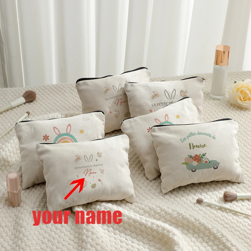 

Customizab with Name Flowery Letter Nounou Patterns Makeup Bag Travel Toiletry Pouches Nanny Mother Women Thank Christmas Gifts