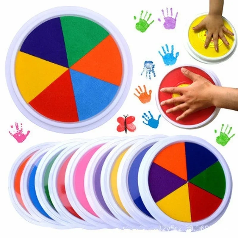 Fun 6-color Stamp Pad DIY Finger Painting Craft Card Making Handprint Suitable for Children Learning Educational Painting Toys