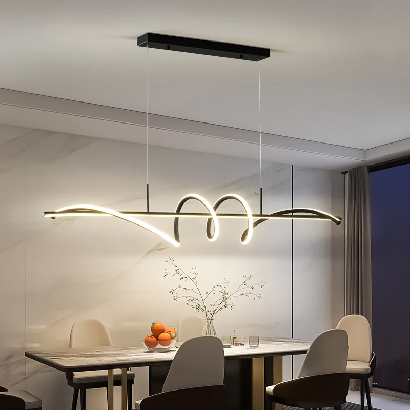 Modern Long Led Pendant Light for Restaurant Dining Room Table Bar Kitchen Island Dimming Led Simple Line Chandelier 100cm 120cm