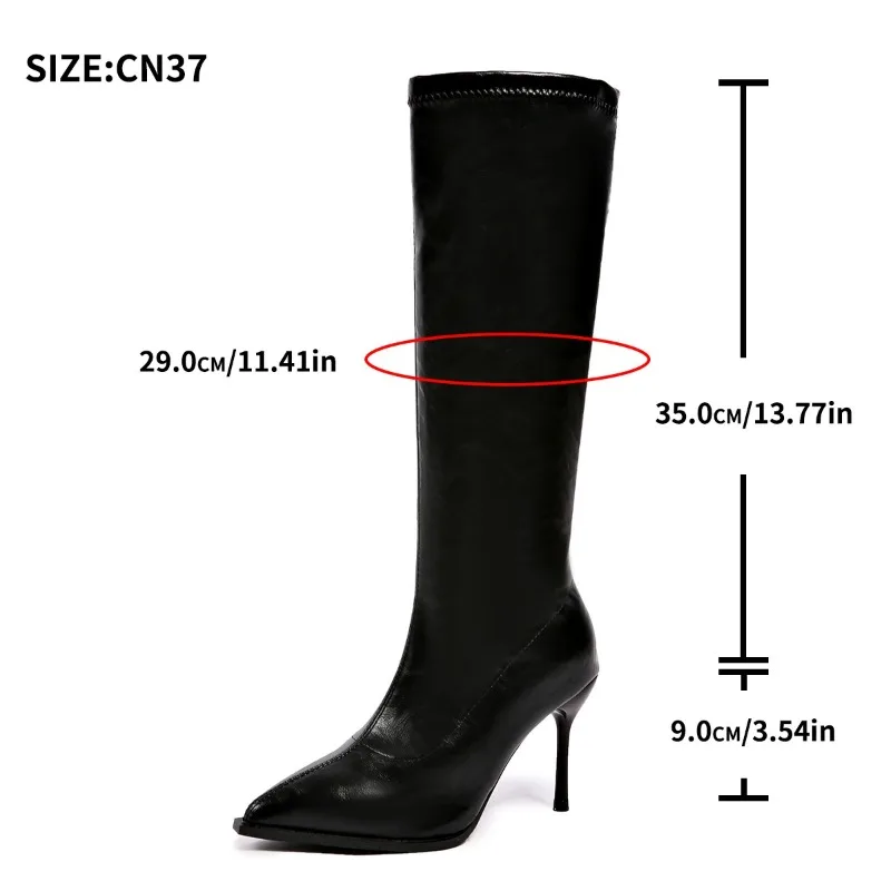 Autumn Winter Vintage Thin Heels Women Knee High Boots Fashion Sexy Pointed Toe Stripper Party Long Booties Zapatos De Mujes image 6