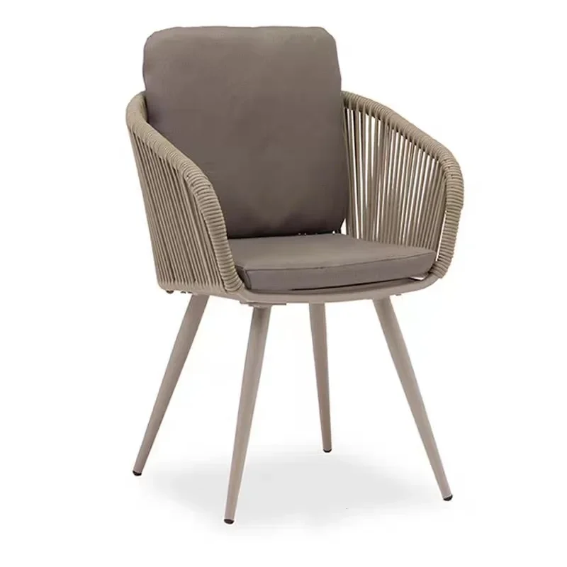 Outdoor table and chair combination, woven rattan rope leisure chair, Nordic outdoor open-air balcony restaurant  5 in a group