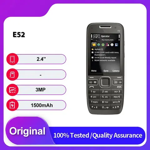 Original Unlocked E52 Single Sim GSM 900/1800 2G/3G Bluetooth Mobile Phone Russian Arabic  Keyboard Made in Finland