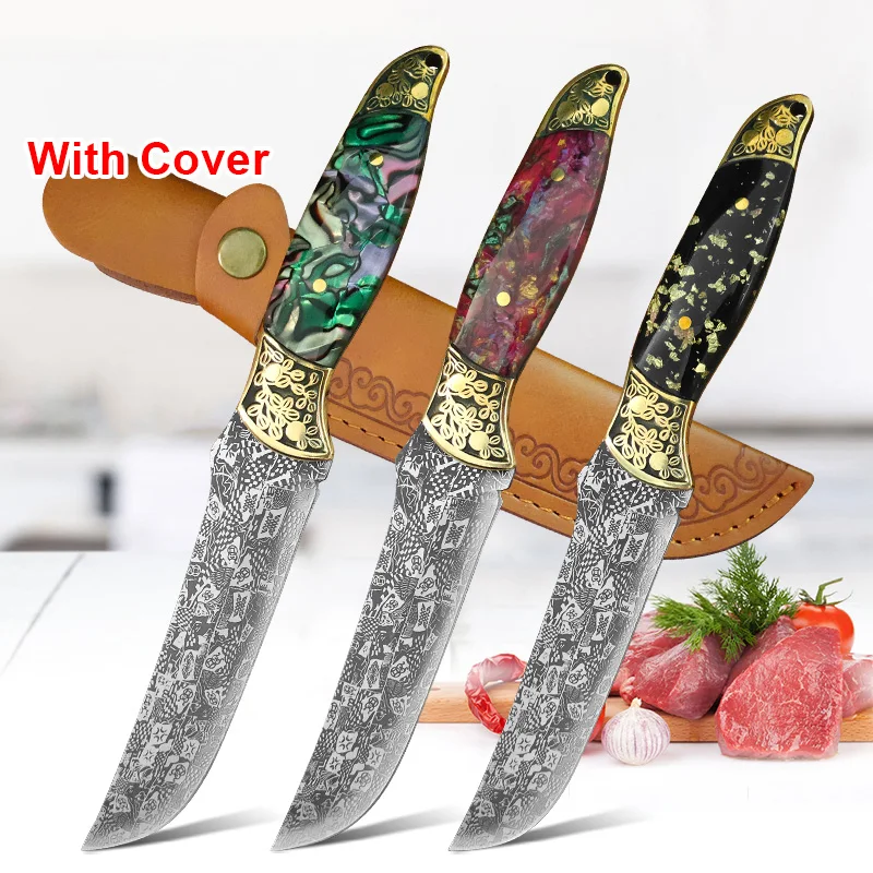 Damascus Steel Kitchen Knife Meat Cleaver Boning Knife Full Tang Handmade Forged Knife Multi-purpose Cooking Chef Knife