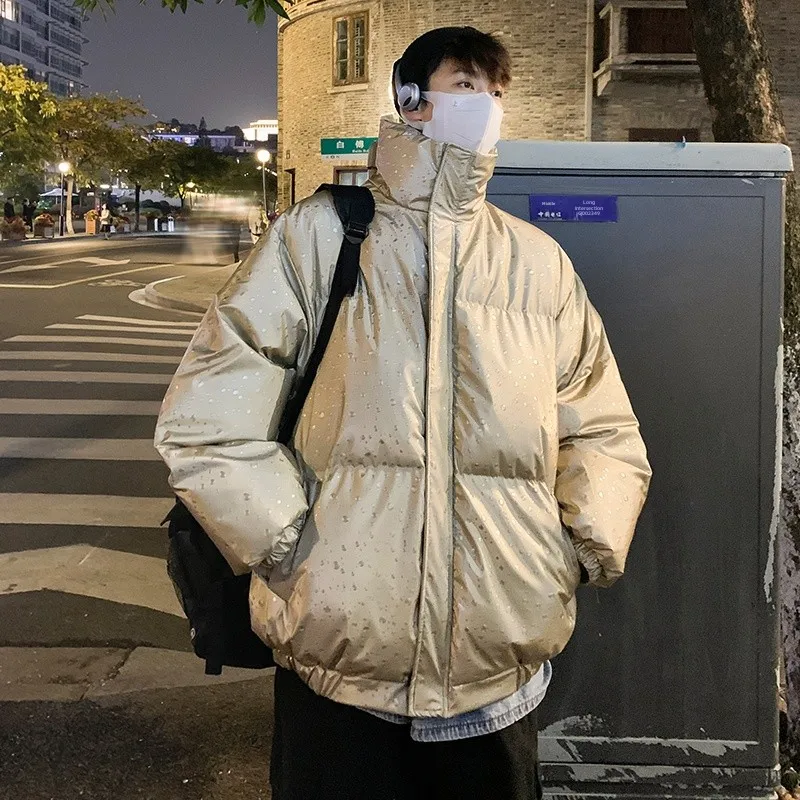 

Мужская зимняя утепленная куртка из глянцевого хлопка, модное молодежное пуховое пальто, стеганая куртка для мужчин