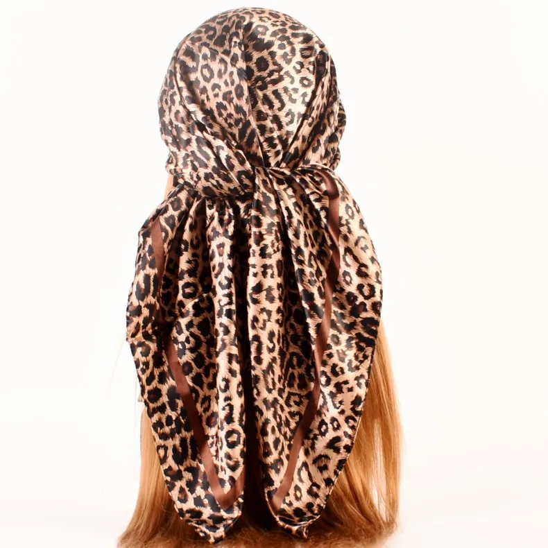 European and American Fashion Women 2021 Autumn and Winter New 90 Color Ding Simple Little Leopard Dot Big Square Scarf Fashion