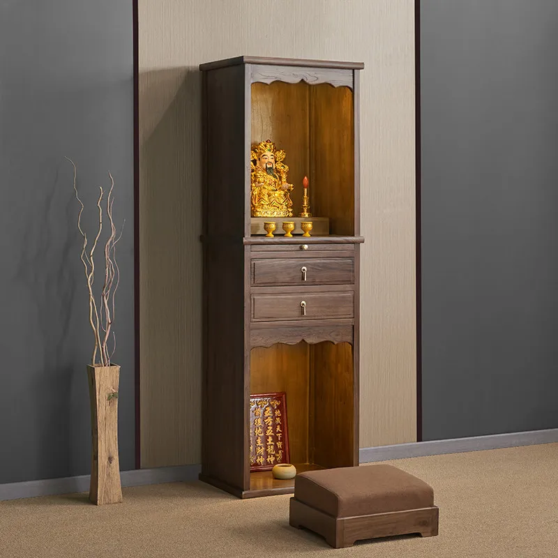 LMM,solid wood double-layer shrine shrine new Chinese vertical cabinet household Buddha offering cabinet simple