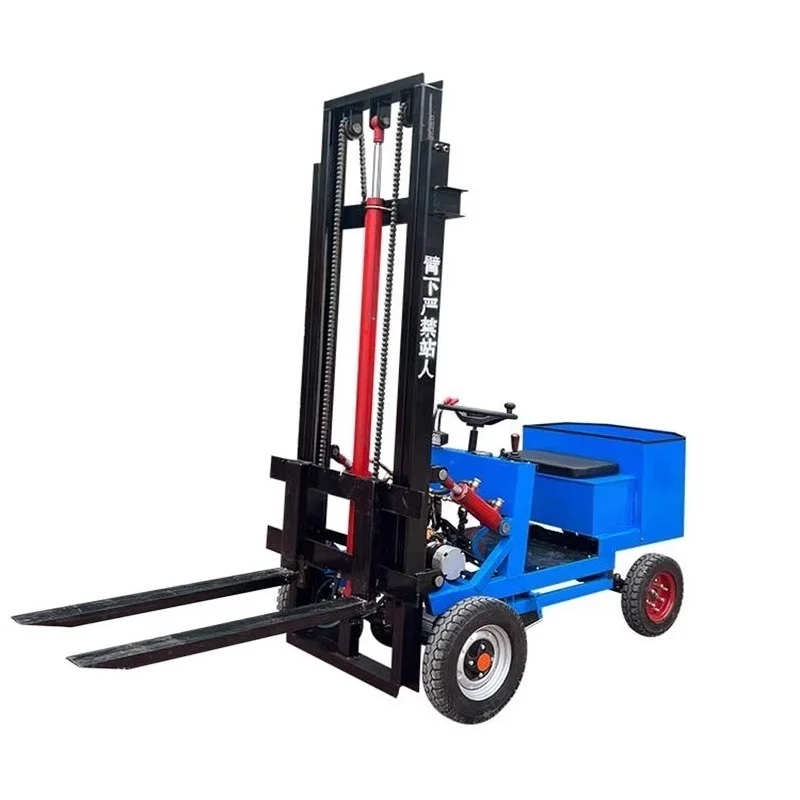 Small Electric Simple Forklift 1 Ton Four-wheel Stacker Hydraulic Lift Household Loading and Unloading Truck