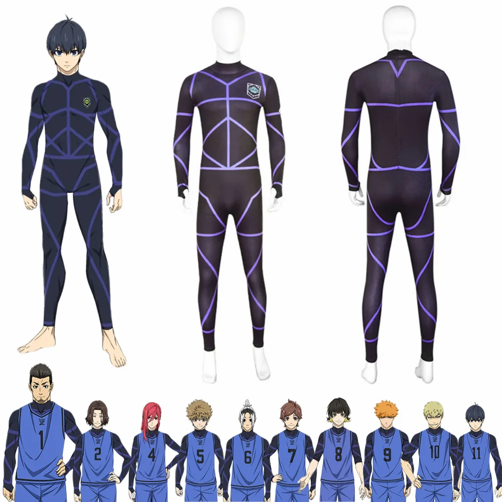 

Anime Blue Lock Cosplay Costume Jersey Football Club Sportswear Jumpsuits Isagi Yoichi Hyoma Chigiri Meguru Bachira maillot foot