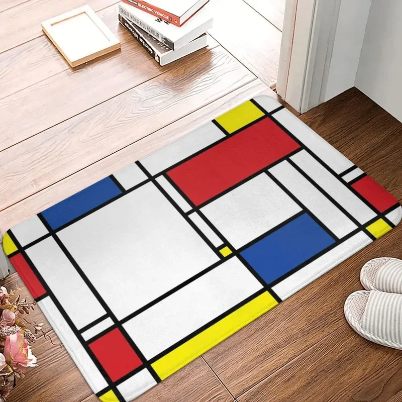 Mondrian Minimalist De Style Modern Art Fatfatin Doormat Polyester Floor Mat Sand Scraping Carpet Rugs Mats Anti-slip Footpad