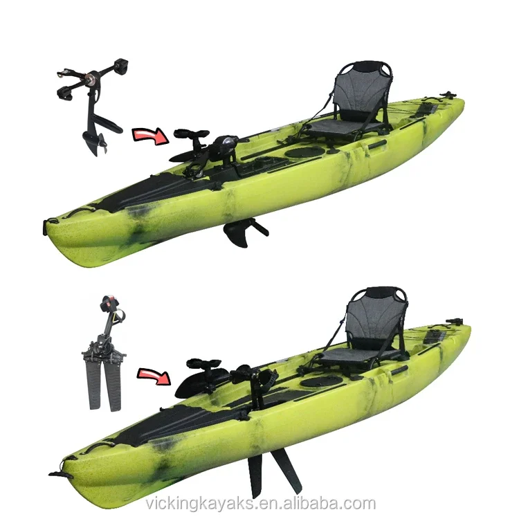 Propeller Pedal Kayaks 12ft Fast Fin Fishing Boat Dual System Single Person Pedal Kayak Outdoor Water Sports Equipment 2024