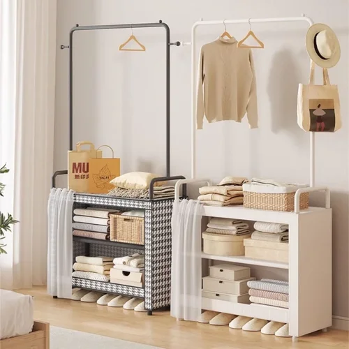 실내 두꺼운 옷 행어 랙, 방진 바닥 스탠딩 옷장, 가정용 소형 아파트 의류 보관 선반  Best5