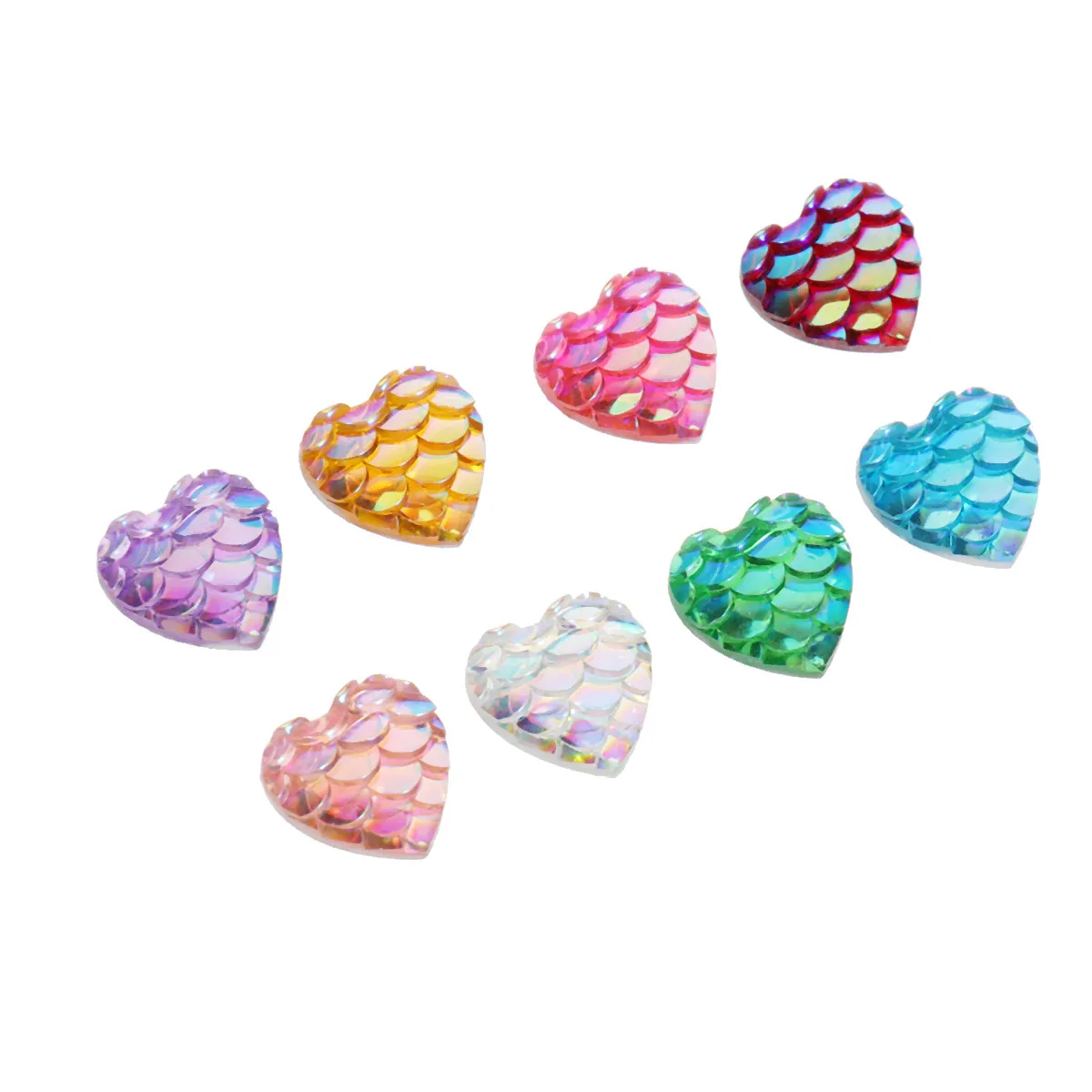 

50Pcs Heart-Shaped Resin DIY Accessories Creative Flat Base Charms for Women Earrings Pendants Jewelry Gifts Mixed Color Pack