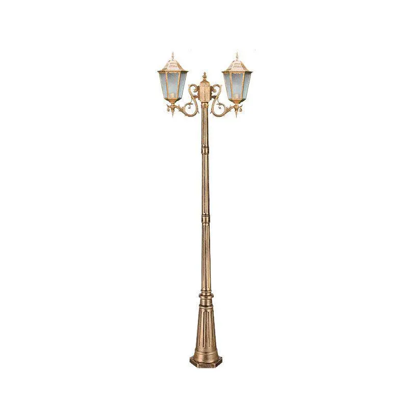 European Retro Double-Headed Outdoor High Pole Light Waterproof Landscape Street Light for Garden Courtyard Villa