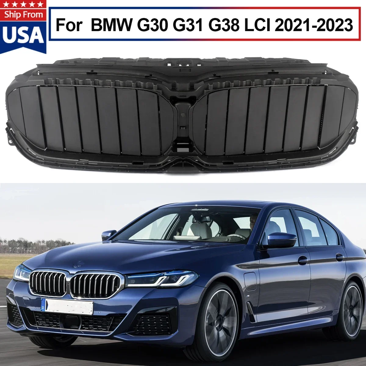 For BMW G30 G31 2021-23 Front Bumper Radiator Active Grille Air Shutter With Motor