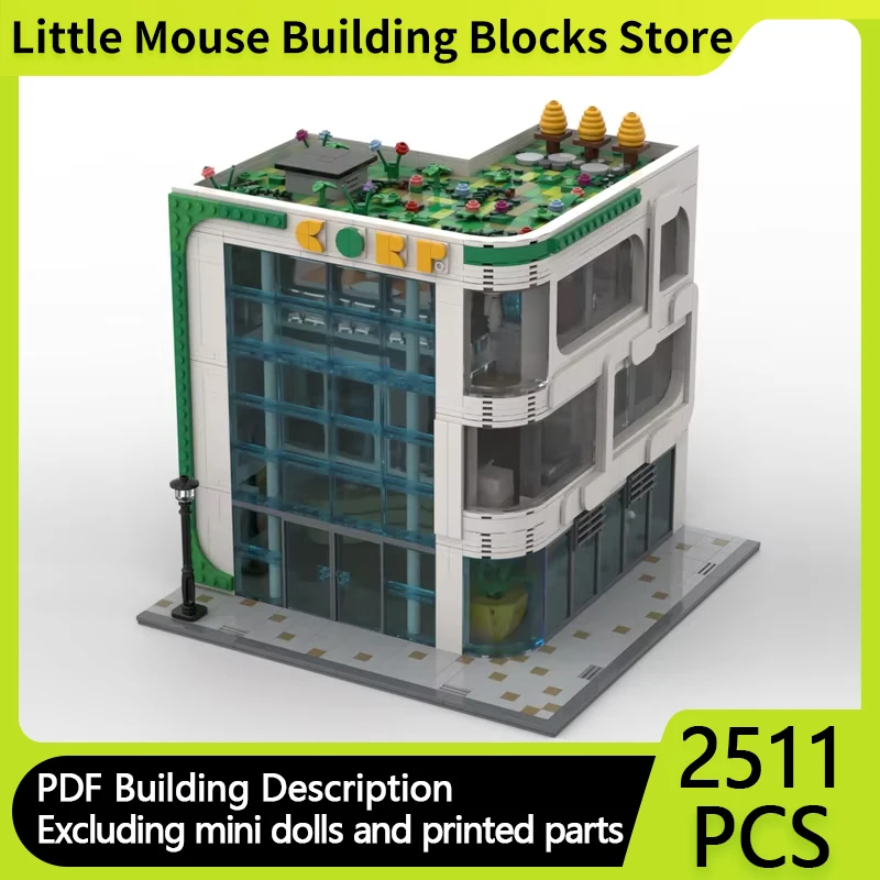 Street View Model MOC Building Bricks Modern Conference Corner Office Modular Technology Gift Holiday Assemble Children Toy Suit