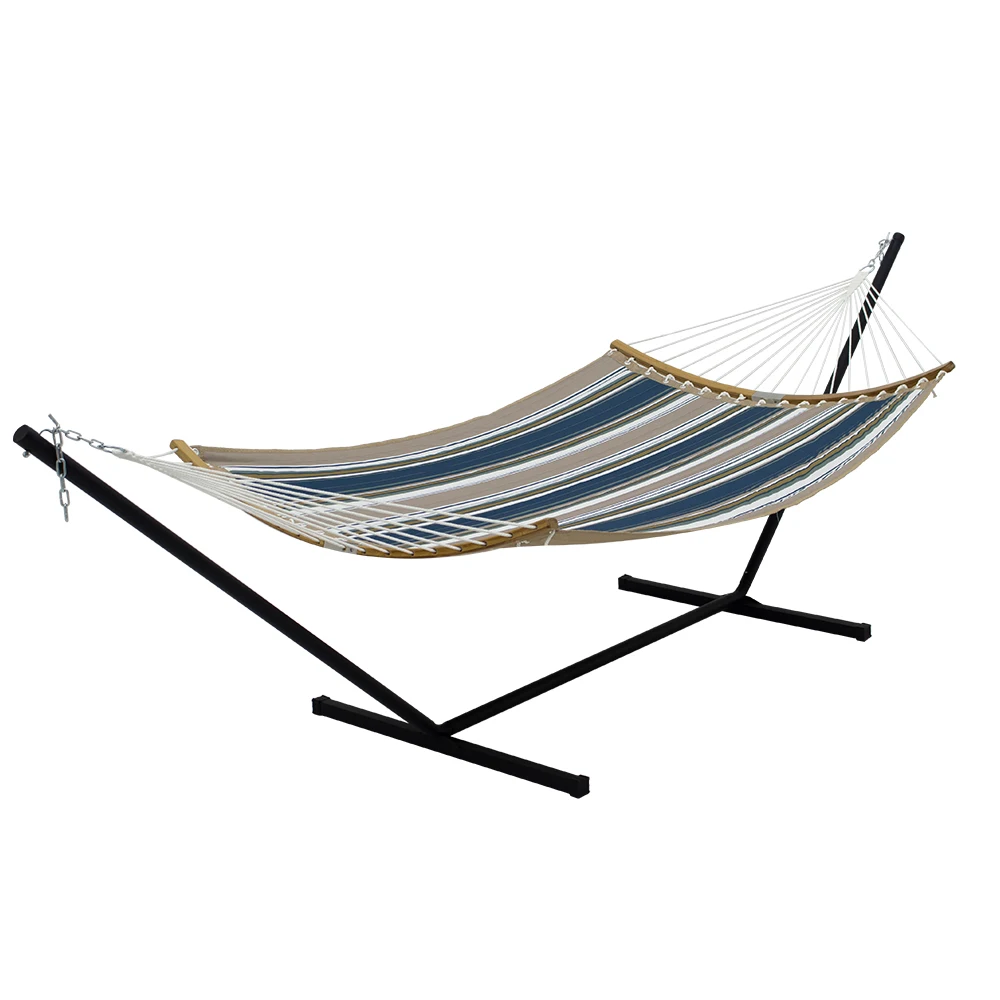 Portable Hammock With Stand Included Double Hammock With Curved Spreader Bar Outdoor Patio