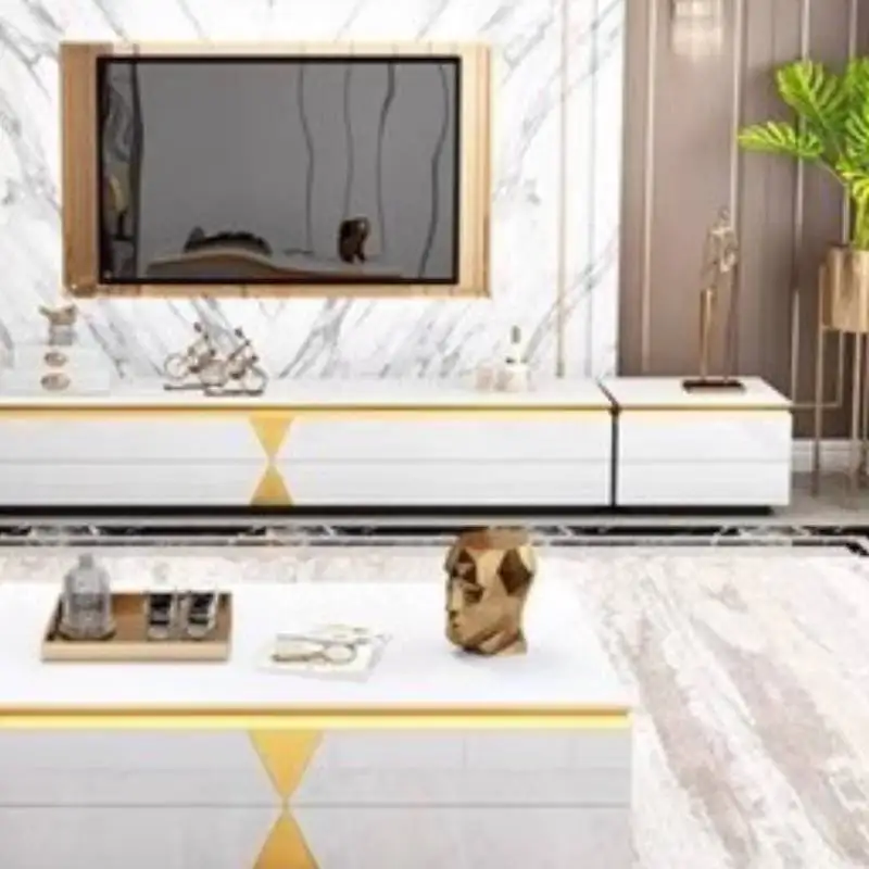 Golden Hiding Tv Cabinet Drawers Wooden Narrow Designer Unique Tv Stands Storage Spac Saving Mueble Televisor Furniture For Home