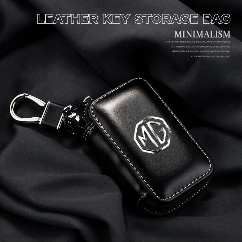 Car Key Fob Case Auto Key Protector Pouch Car Leather Key Holder Leather For MG ZS MG4 EV MG HS MG3 MG5 EV Marvel R MG ONE