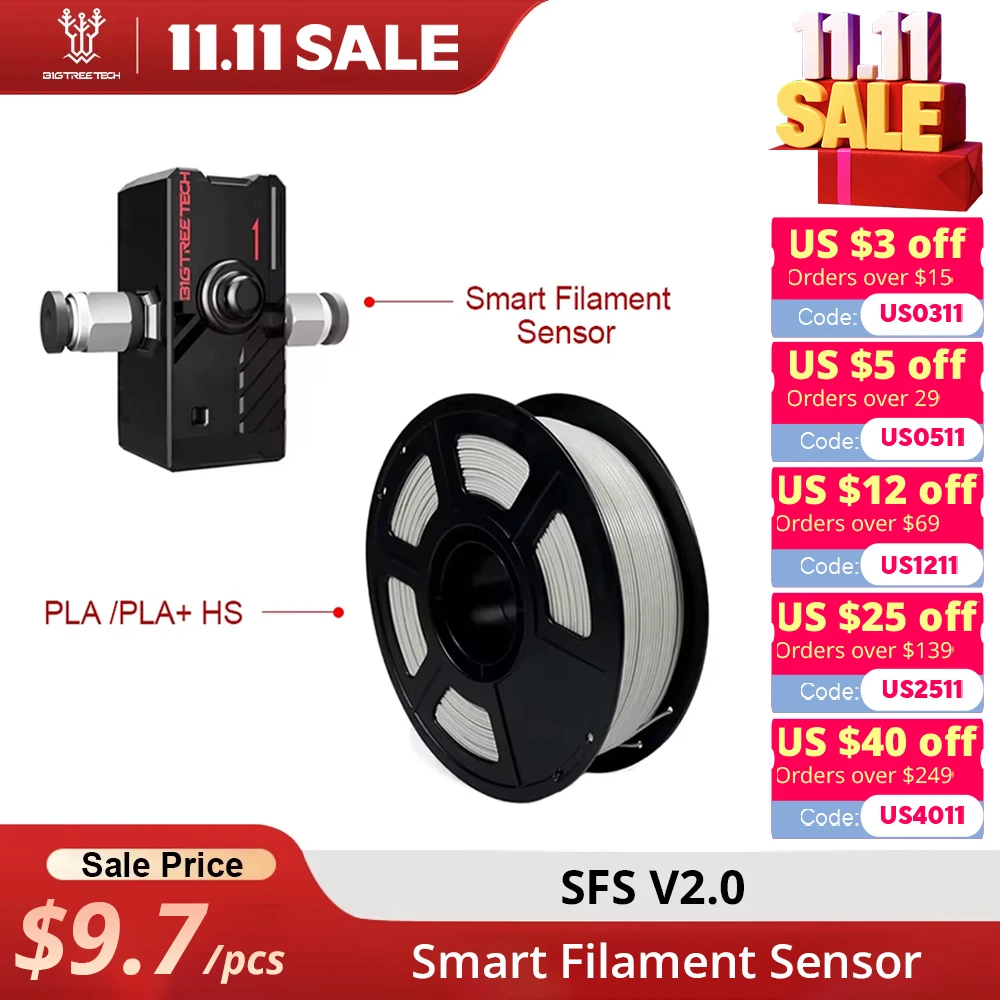 

Модуль обнаружения разрыва интеллектуального датчика нити BIGTREETECH SFS V2.0 с PLA Plus для 3D-принтеров Ender 3 Voron V2.4 FDM, детали