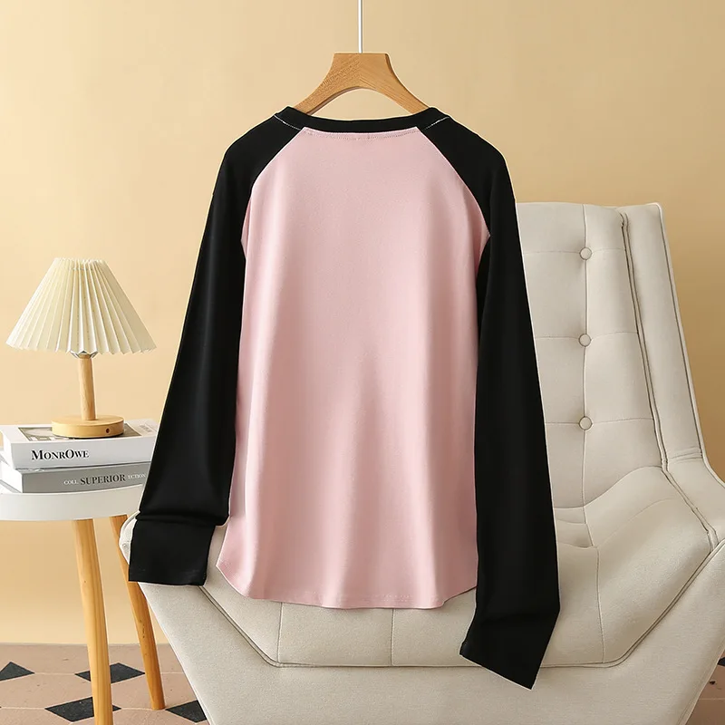 Women's Long Sleeve T-shirt, Plus Size Tops, Casual, Block Color, Spring Autumn, New