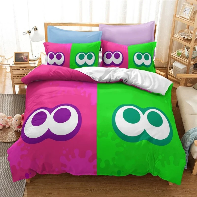 

3D Print Splatoon Game Bedding Set,Duvet Cover Comforter Bed Set Quilt Cover Pillowcase,King Queen Twin Size Boys Girls Adults