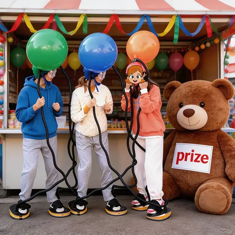 Interactive Carnival Inflatable Game Multiplayer Foot Operated Air Pump Balloon Blowing Challenge Competitive Party Activity