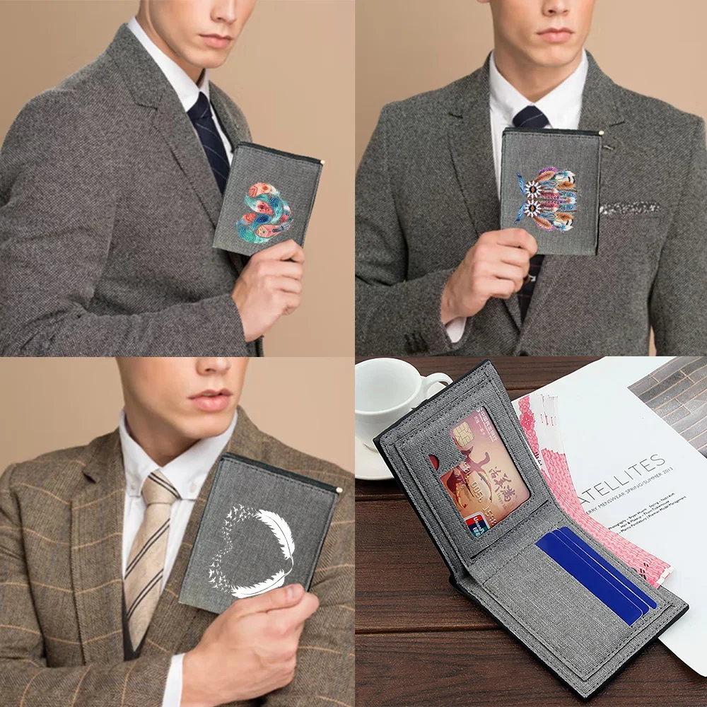 Short Wallet New Coin Purse Credit Card Storage Male Money Bag Fashion Foldable Canvas Loose Change Organizer Pouch