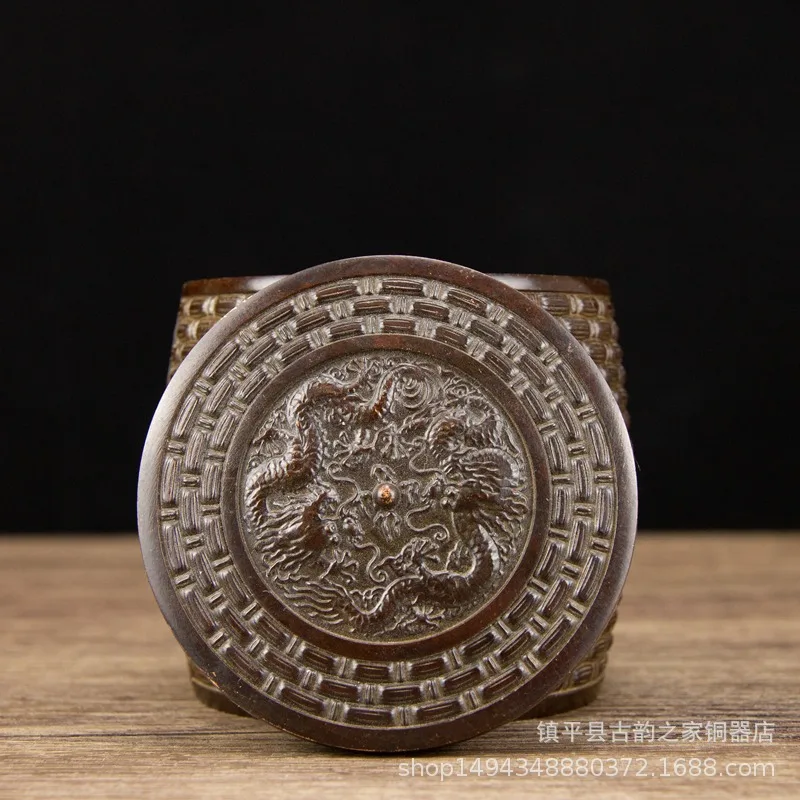 Pure Fuman Fu Character Dragon Pattern Cang Ornament Office Living Room Shop Study Desktop Copper Decoration