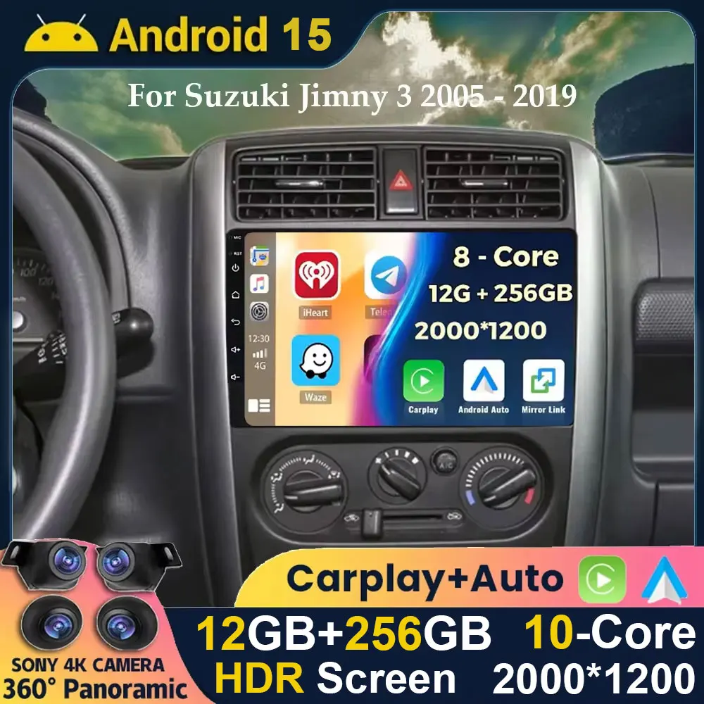 

Android 15 Carplay Авто Авто Радио для Suzuki Jimny 3 2005-2016 2017 2018 2019 Мультимедийный плеер GPS Стерео DSP Блок WiFi + 4G Головка