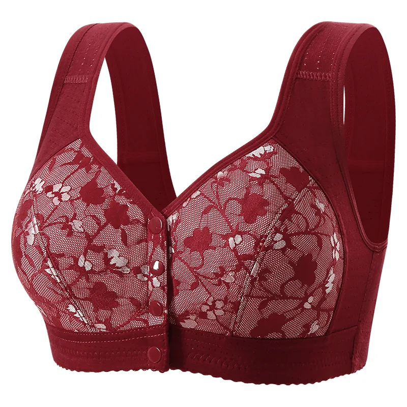 Camisole-BH für Damen in Übergröße, Unterwäsche für Frauen mittleren Alters und Senioren, Baumwoll-BH ohne Bügel, Mädchen-BH, Vorderverschluss Still-BH für Damen