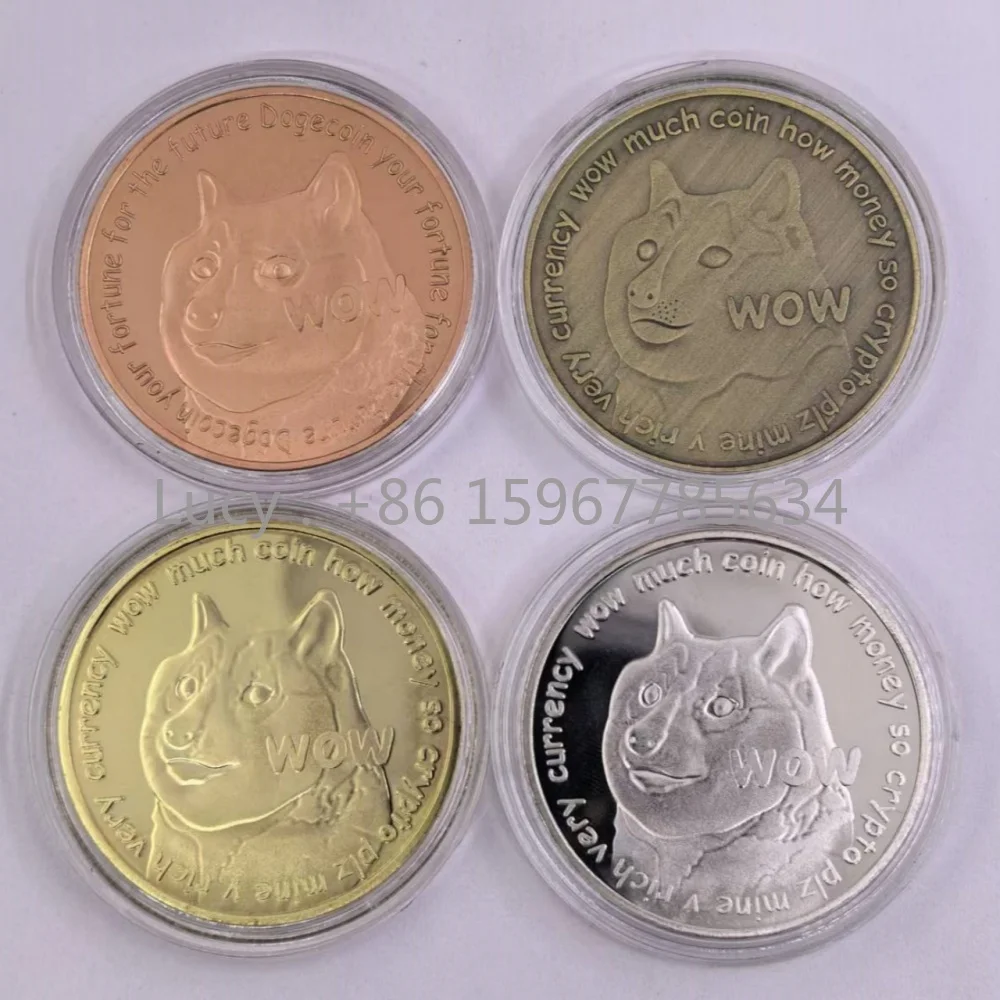 1 عملات معدنية إبداعية قابلة للجمع من Dogecoin، عملة تحدي مطلية بالذهب من Wow Doge #4